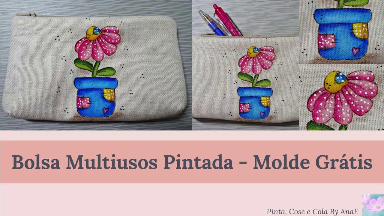 Bolsa multiuso com pintura em tecido
