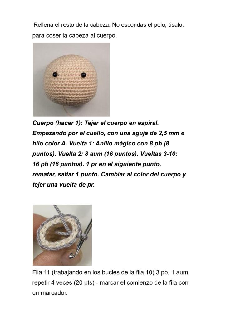 Boneca Bianca de amigurumi - molde parte 3