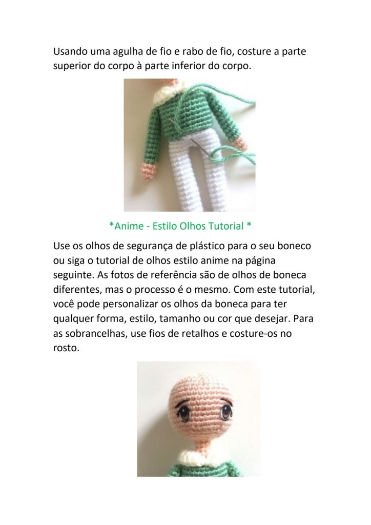 Boneca de amigurumi com espuma EVA - molde parte 13