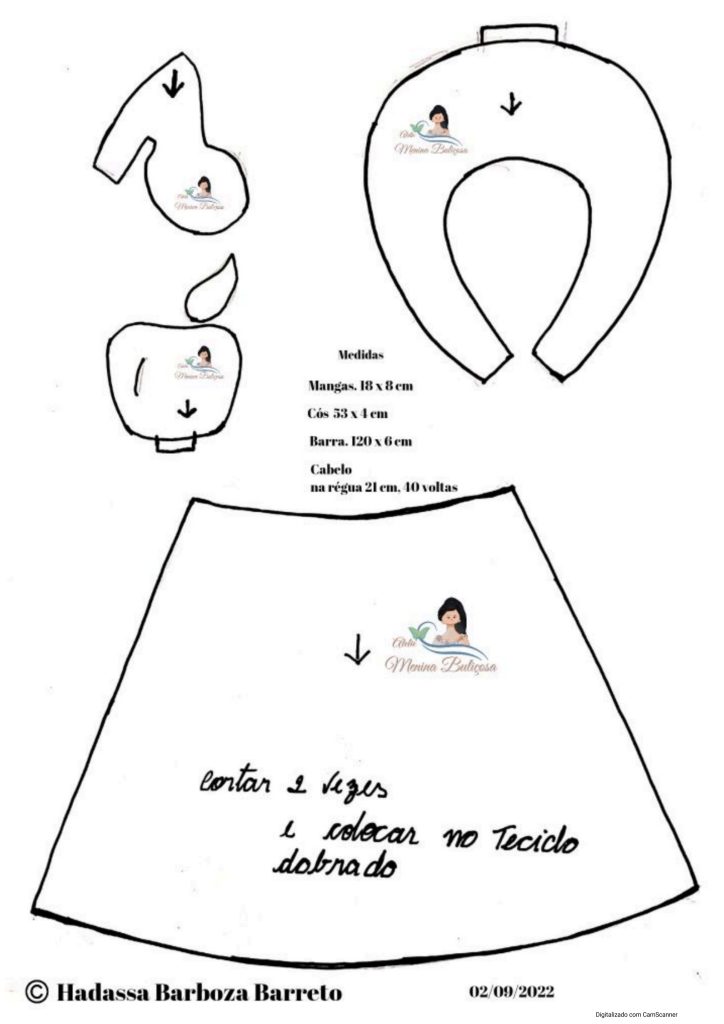 Boneca de pano Branca de Neve - molde parte 3