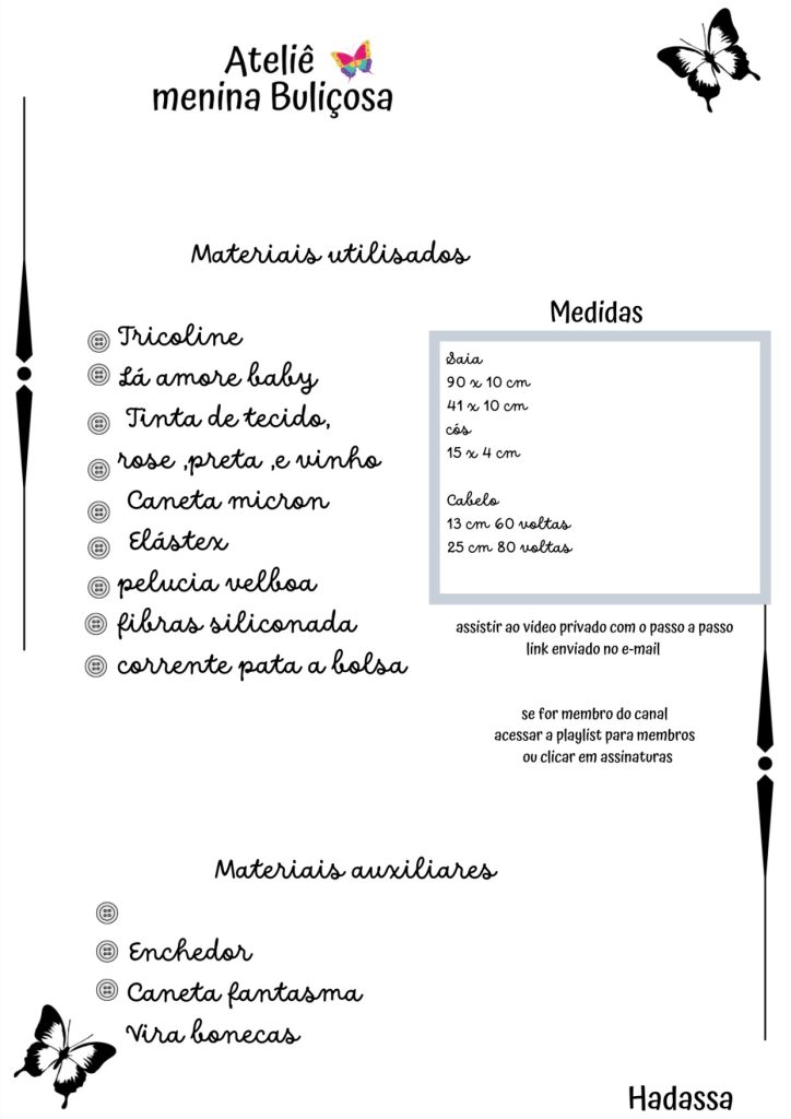 Boneca de pano Clarinha - molde parte 2