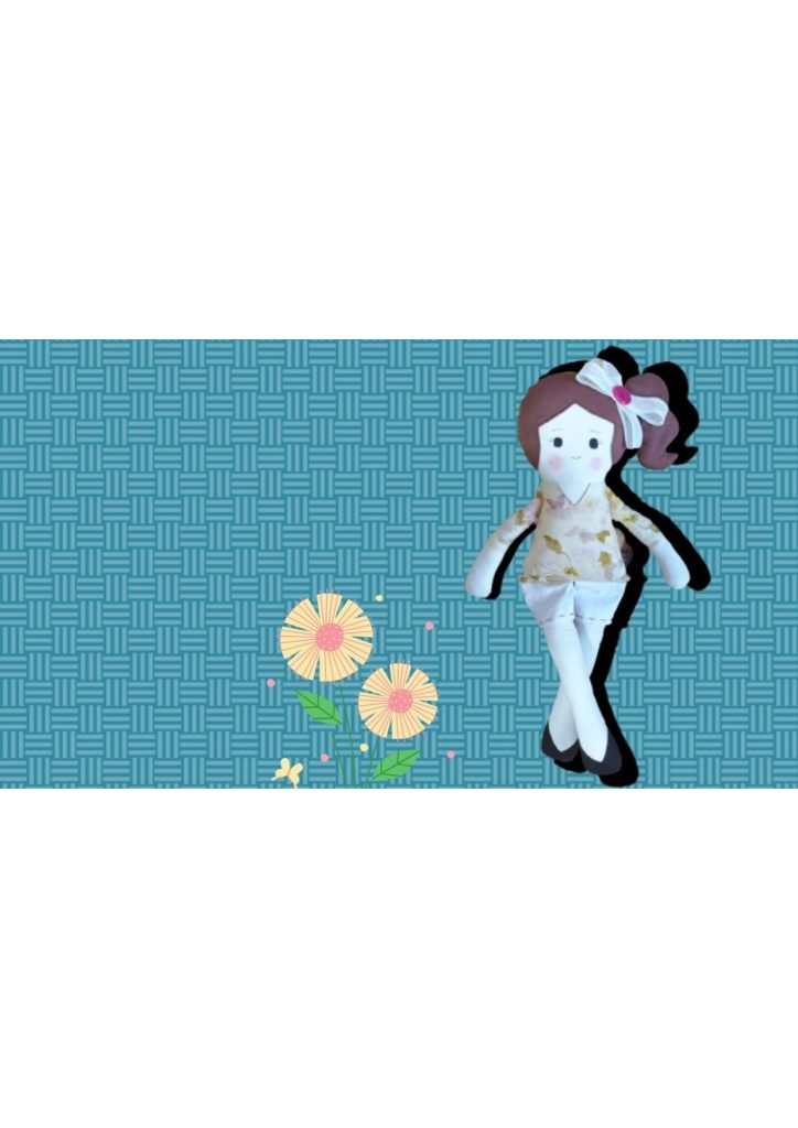 Boneca de pano fácil passo a passo com cabelo de tecido - molde parte 1