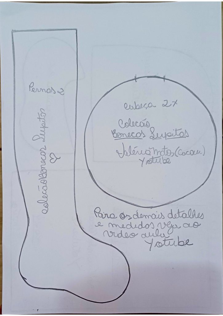 Boneca de pano Lupita de 50 cm muito fácil - molde parte 3