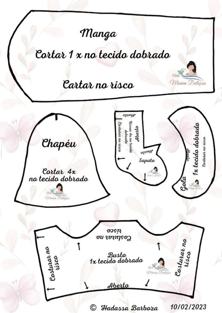 Boneca de pano Mabelle - molde parte 4