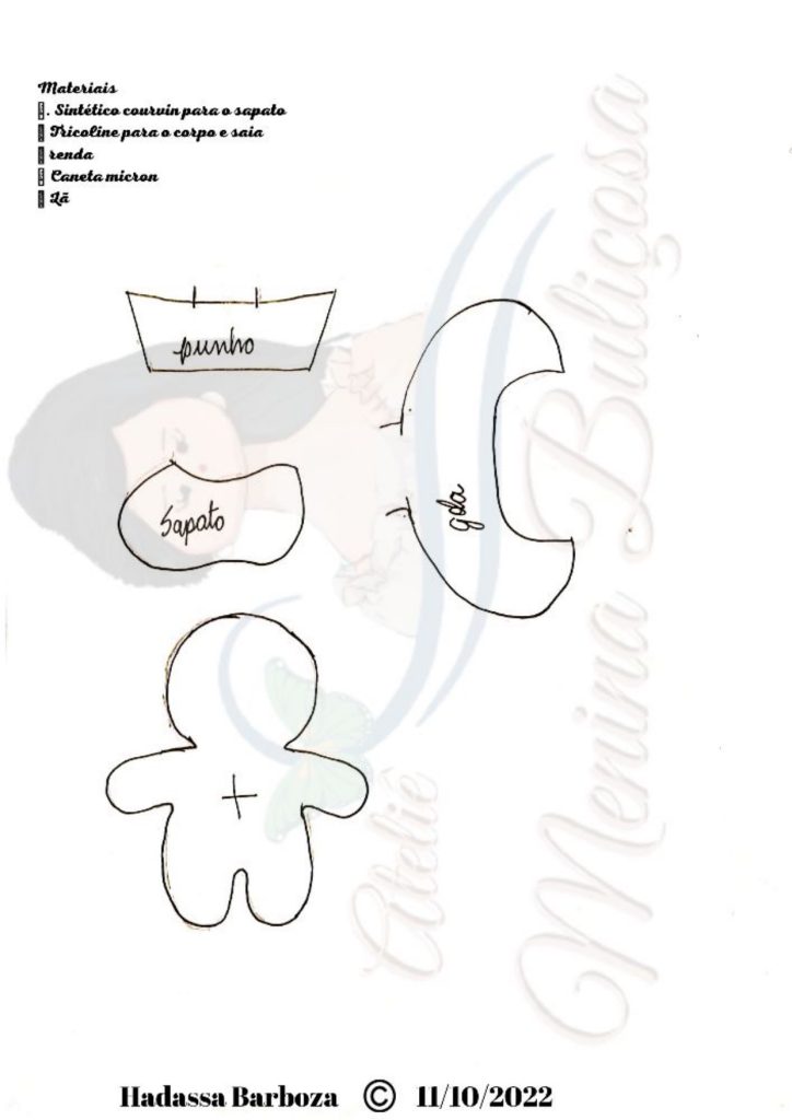 Boneca de pano personalizada inspirada na Wandinha - molde parte 2