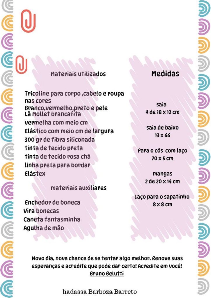 Boneca de pano Roberta para brincar - molde parte 2