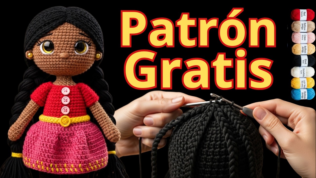 Boneca Júlia com chapéu de amigurumi