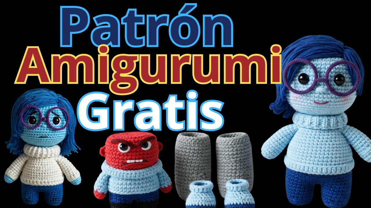 Boneca Tristeza (Divertida Mente) de amigurumi