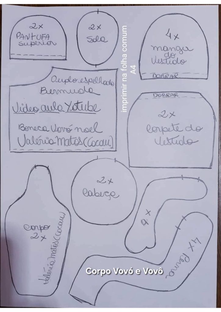 Boneca vovó de pano - molde parte 2