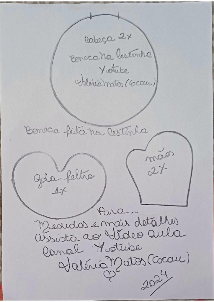 Bonecas lindas feitas na cestinha - molde parte 2
