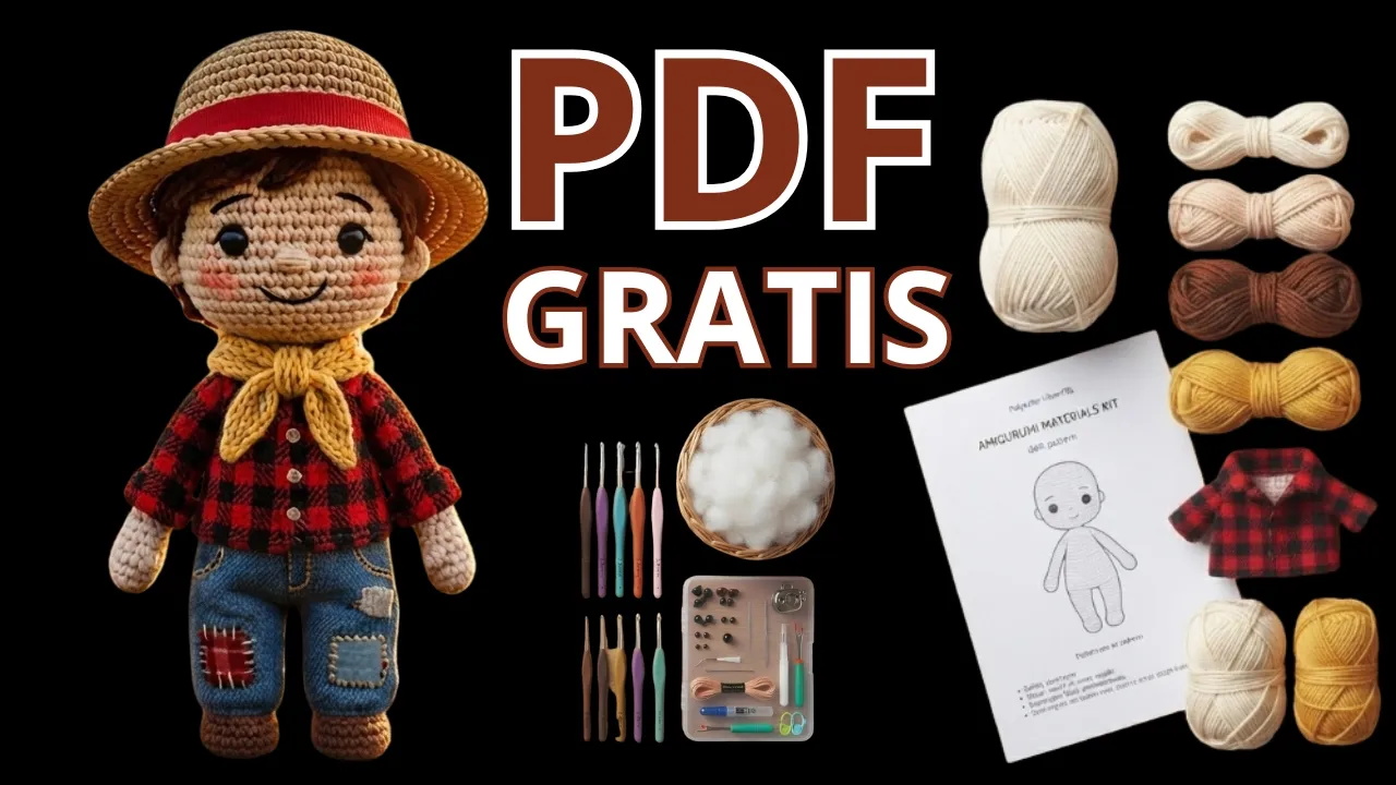 Boneco campestre de amigurumi passo a passo