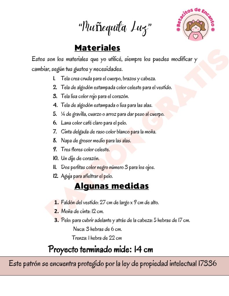 Bonequinha Luz para o Dia das Mães - molde parte 2