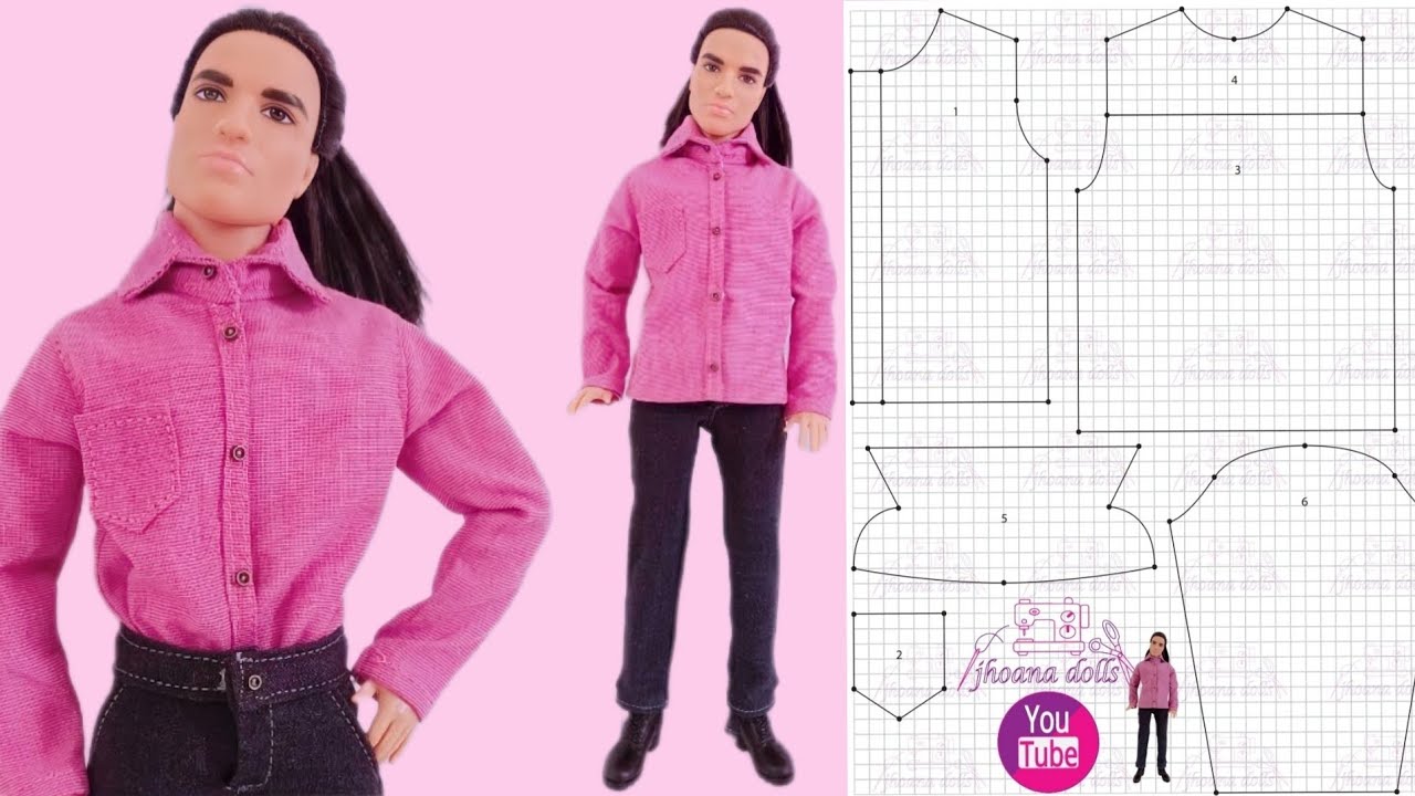 Calça e camisa de manga longa para Ken