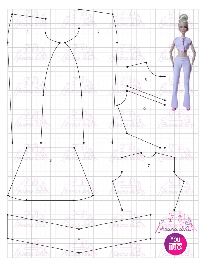 Calça jeans e colete para Barbie - molde parte 1