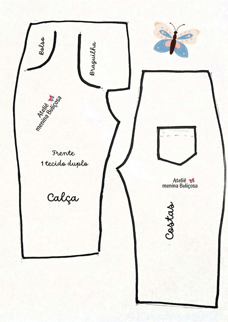Calça para boneca de pano - molde parte 2