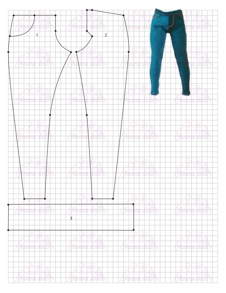 Calça skinny para Barbie - molde parte 1
