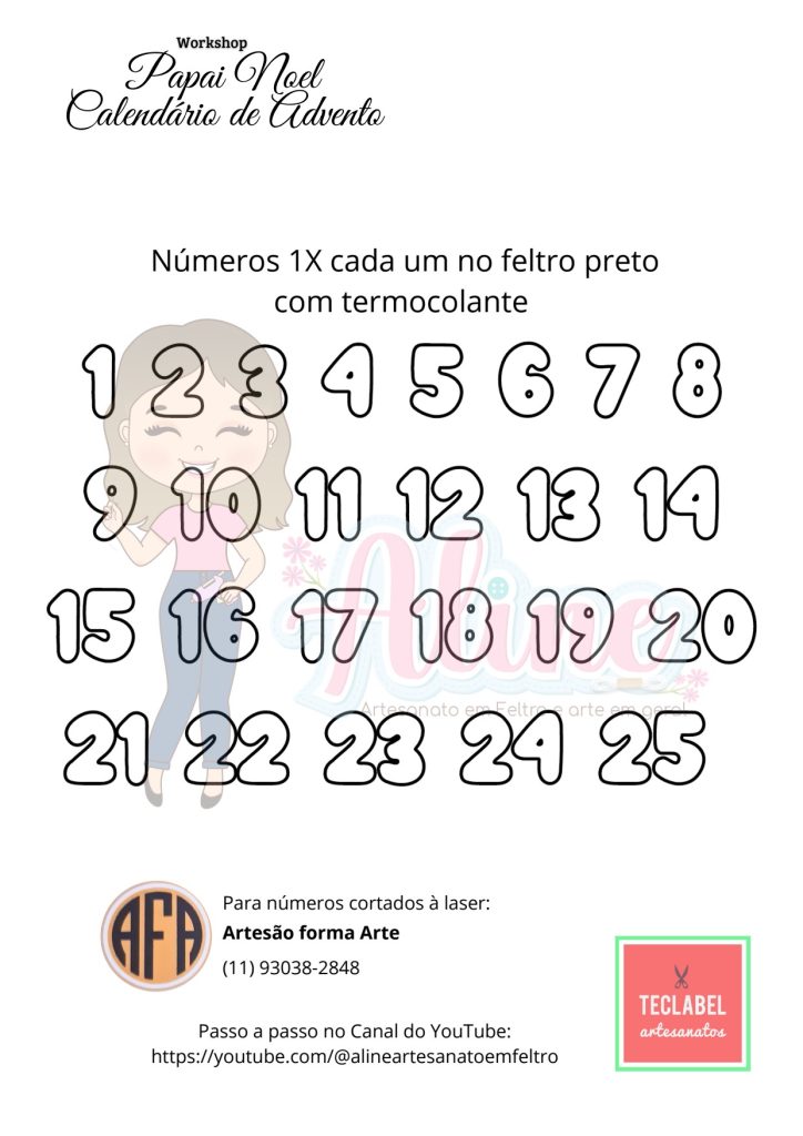 Calendário do Advento de Papai Noel - molde parte 10