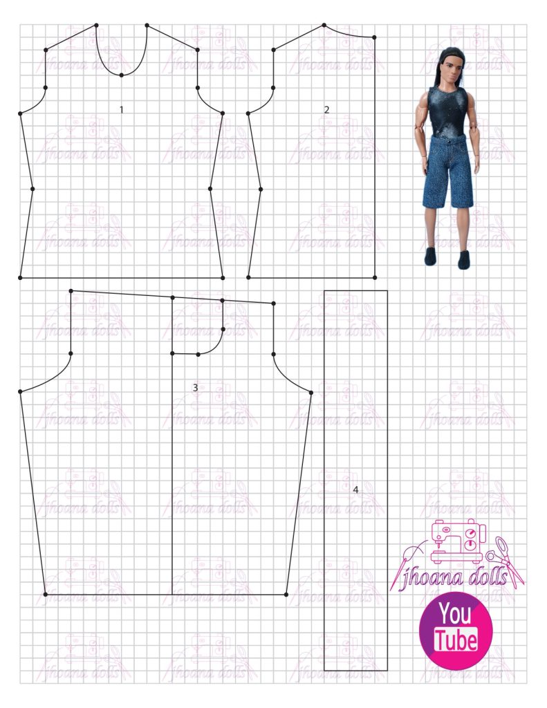 Camisa e shorts para Ken - molde parte 1