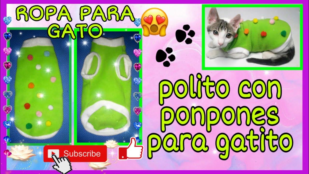 Camiseta polo básica com pompons para gato