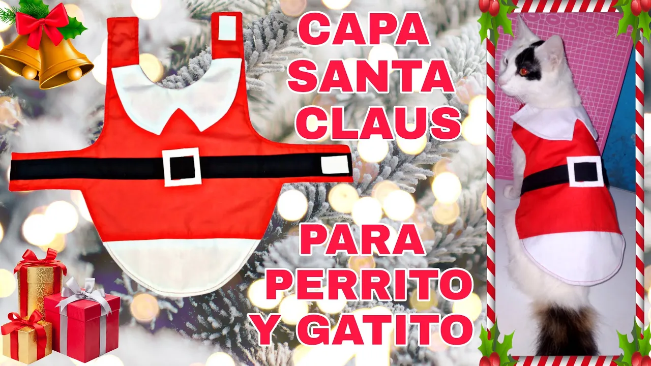 Capa de Papai Noel para cachorro e gato – roupa natalina para pet