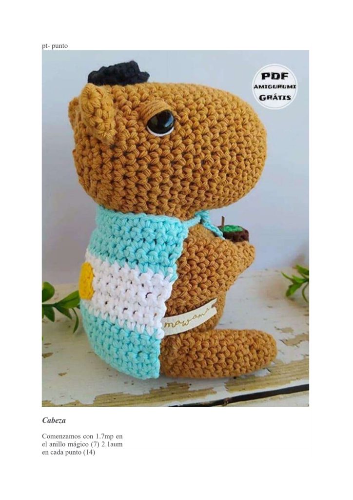 Capivara com chimarrão de amigurumi - molde parte 3