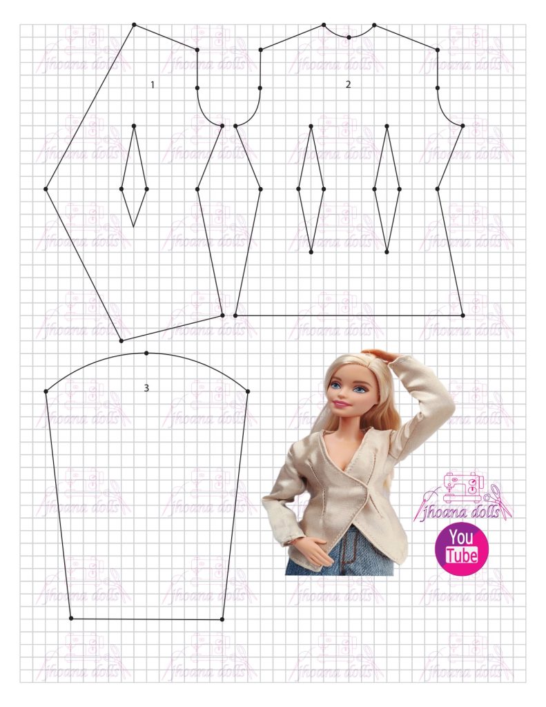 Casaco assimétrico para Barbie - molde parte 1