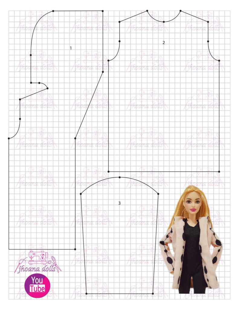 Casaco com capuz e macacão para Barbie - molde parte 1