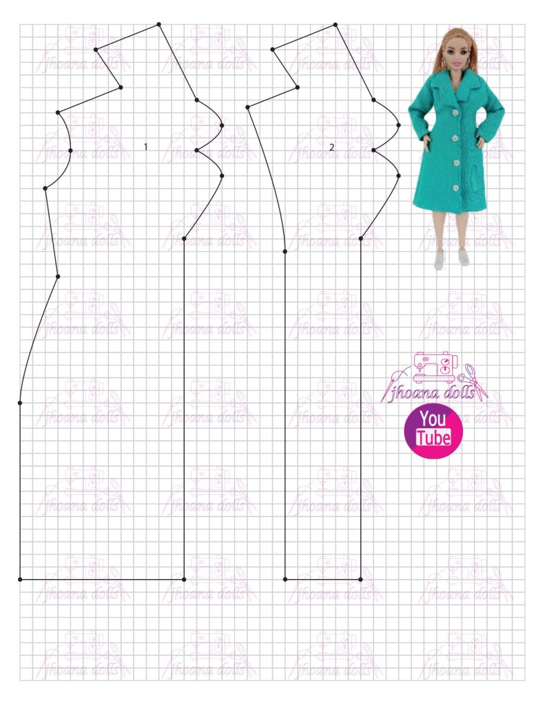 Casaco longo para Barbie Curvy - molde parte 1