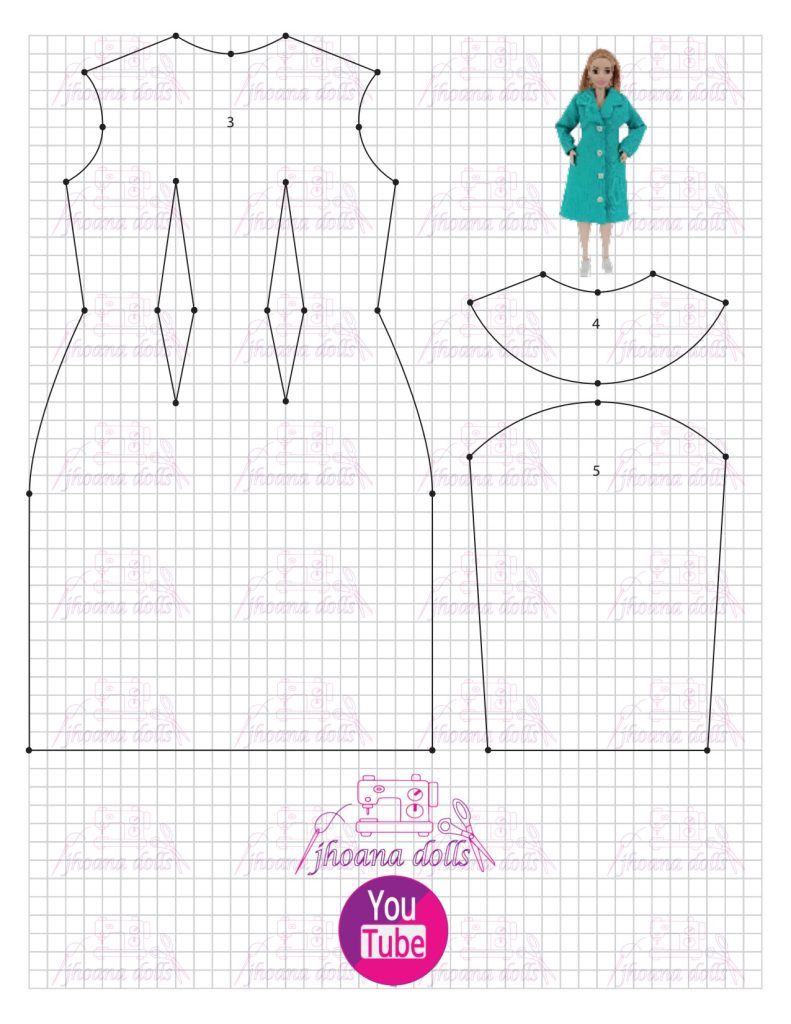 Casaco longo para Barbie Curvy - molde parte 2
