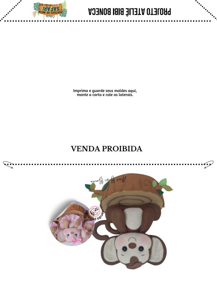 Centro de mesa macaquinho de feltro para vender o ano todo - molde parte 5