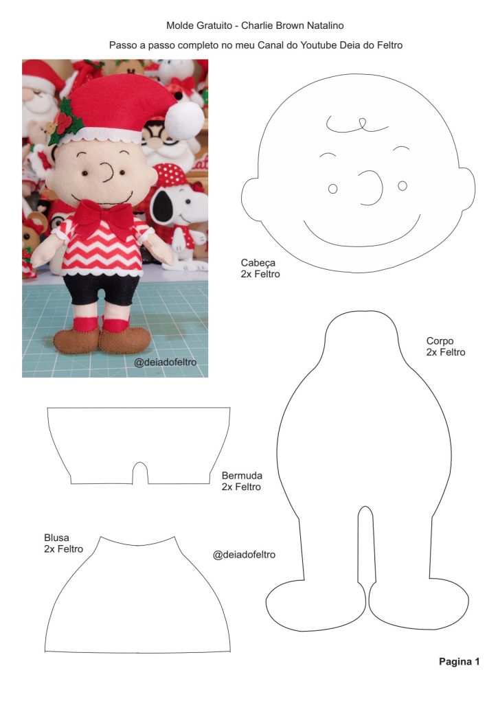 Charlie Brown de feltro passo a passo - molde parte 1