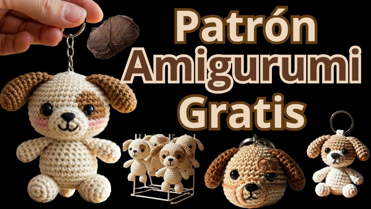 Chaveiro de amigurumi cachorrinho de orelhas curtas