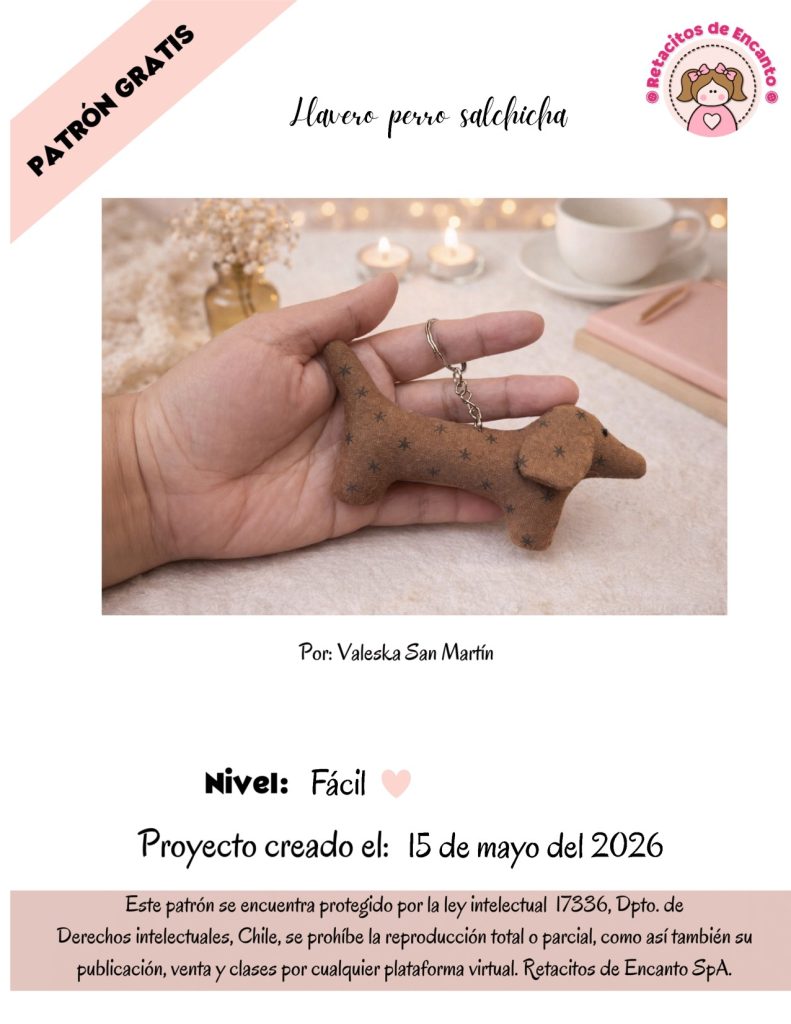 Chaveiro de cachorro salsicha de tecido para iniciantes empreenderem - molde parte 1