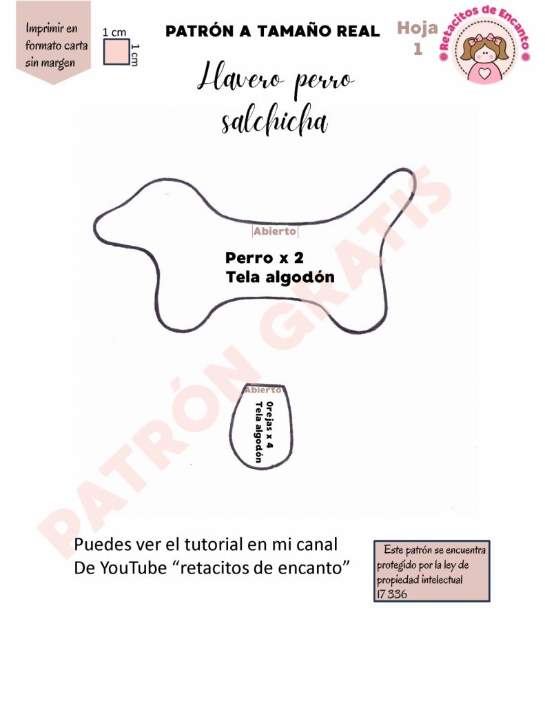 Chaveiro de cachorro salsicha de tecido para iniciantes empreenderem - molde parte 3