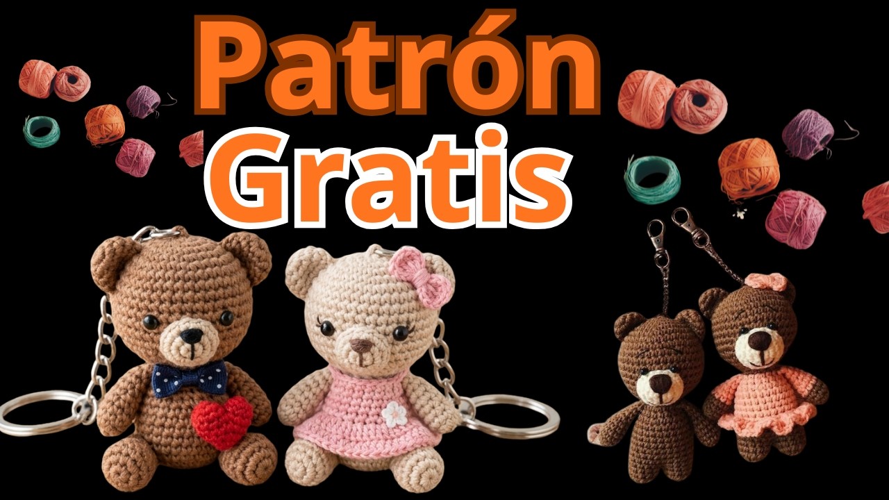 Chaveiro de casal de ursinhos de amigurumi
