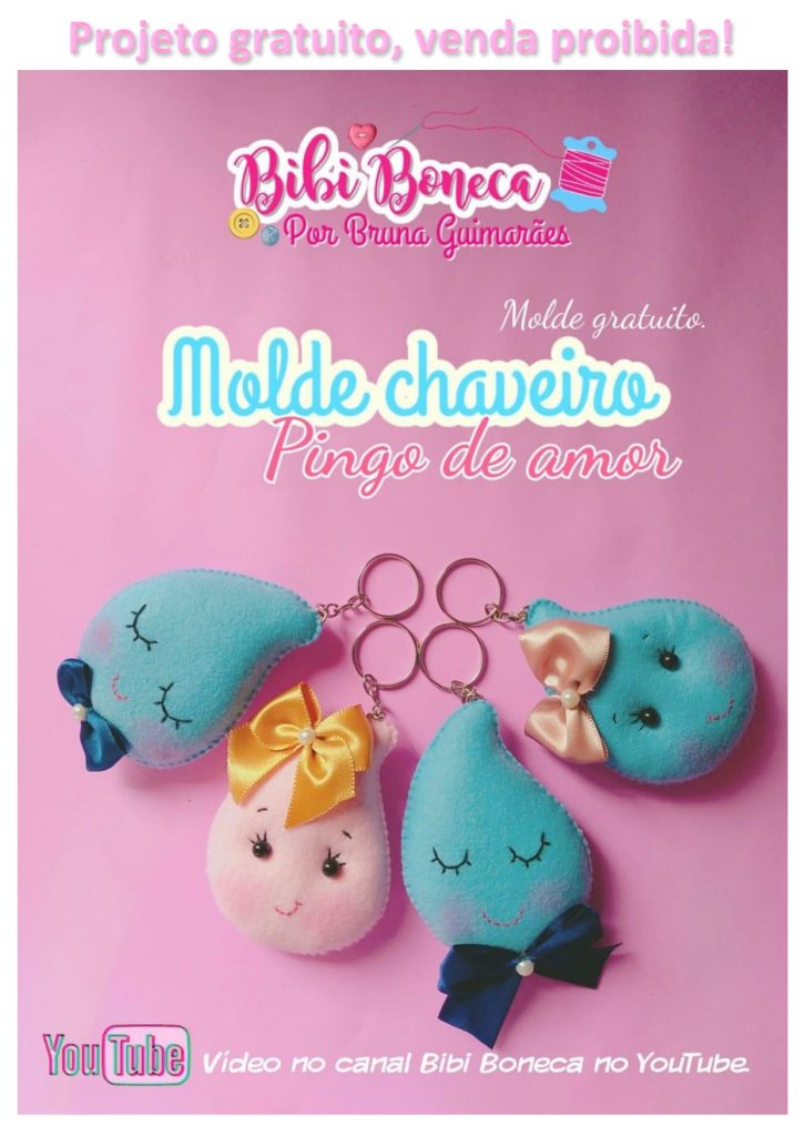 Chaveiro pingo de amor de feltro - molde parte 1
