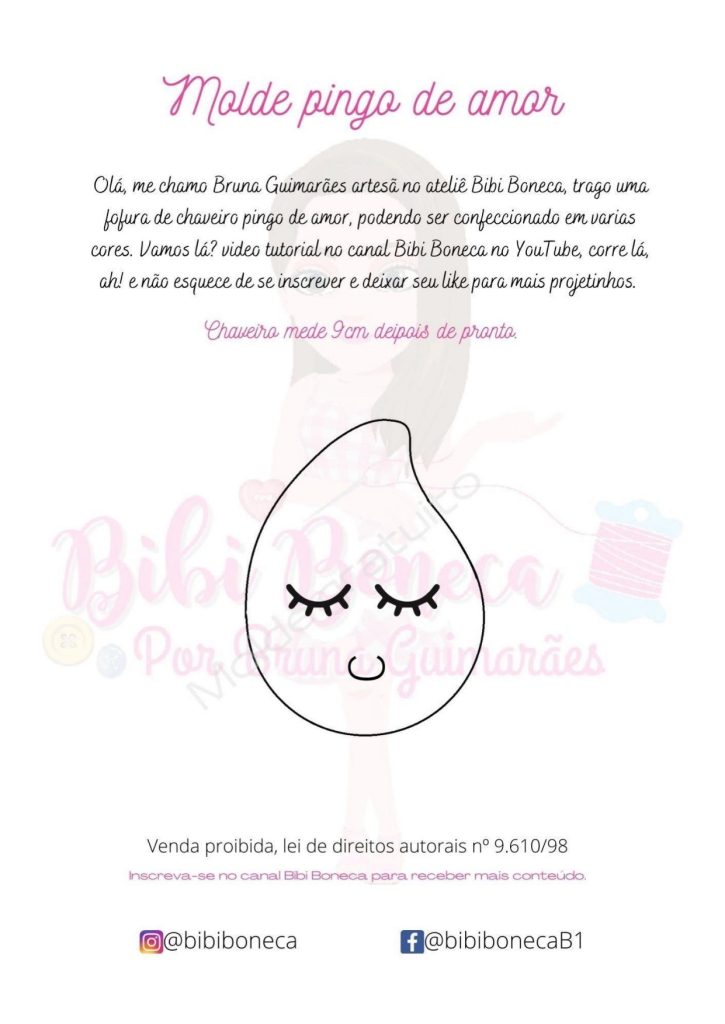Chaveiro pingo de amor de feltro - molde parte 2