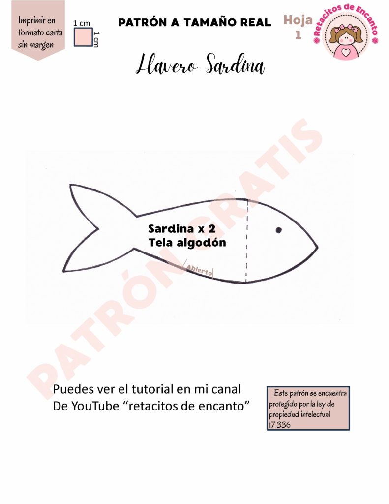 Chaveiro sardinha de tecido – projeto fácil para vender - molde parte 3