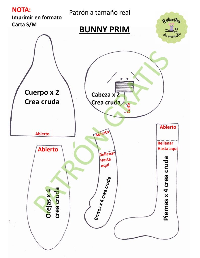Coelhinho primitivo parte 1 - molde parte 3