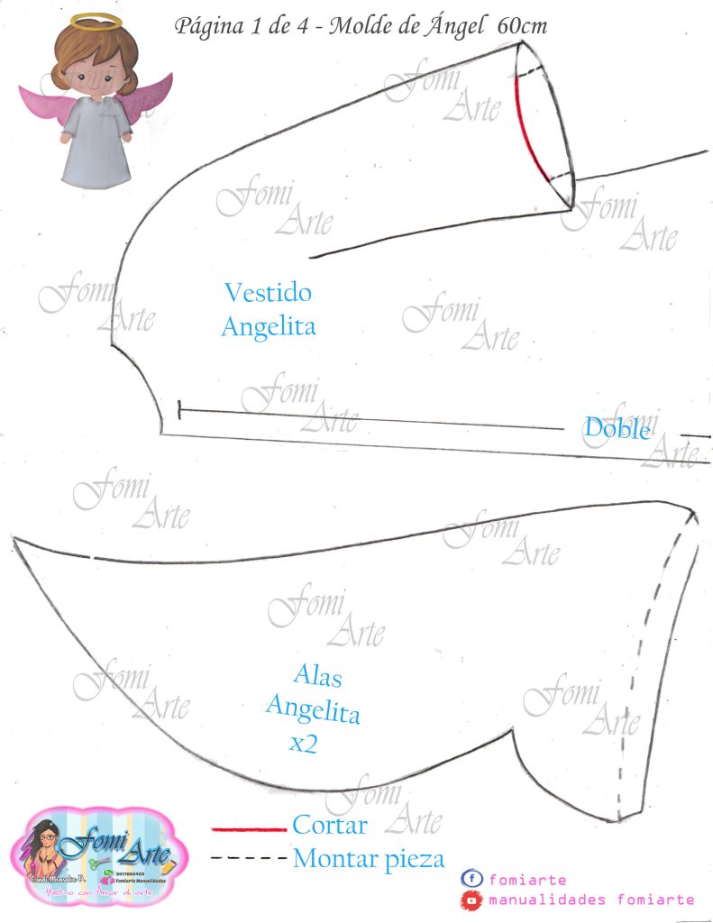 Como fazer anjinho de EVA para decoração de batizado passo a passo - molde parte 1