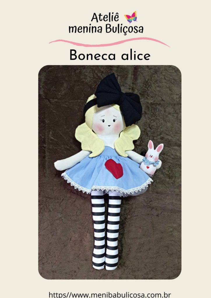 Como fazer boneca de pano serelepe Alice para brincar - molde parte 1