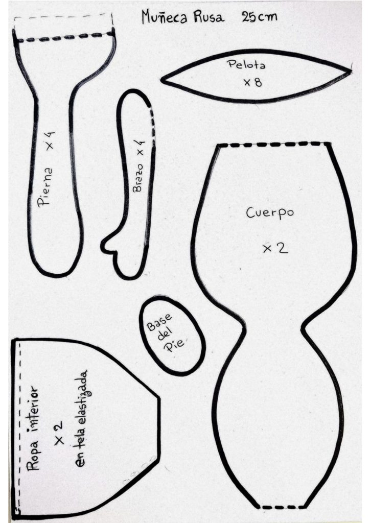 Como fazer boneca russa de tecido – corpo e roupa íntima - molde parte 1