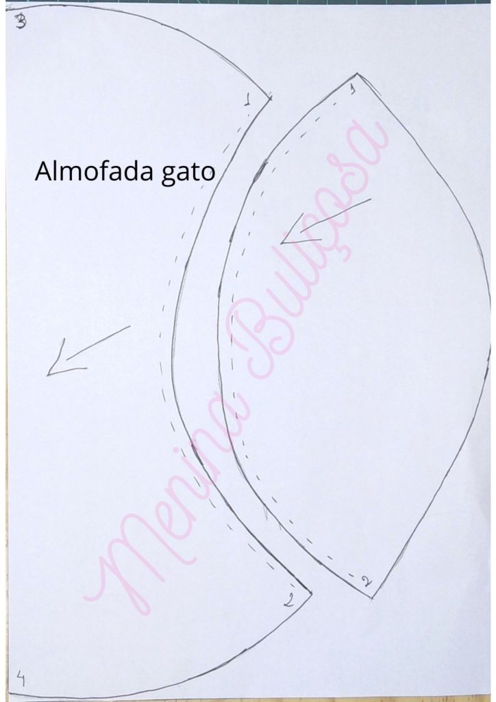 Como fazer capa de almofada de gato para criança - molde parte 4