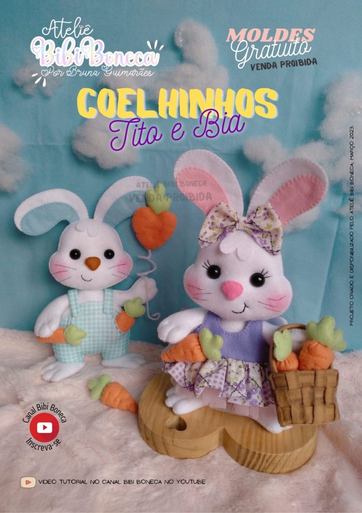 Como fazer coelhinha de feltro - molde parte 1