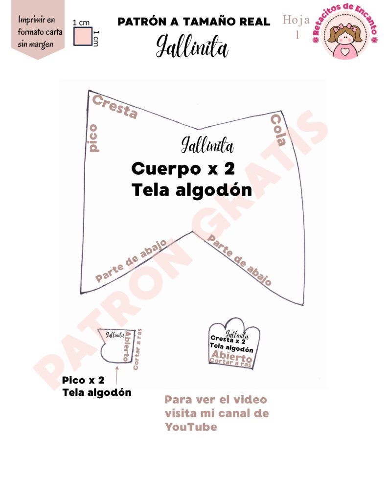 Como fazer galinha country de tecido para decorar a cozinha - molde parte 3