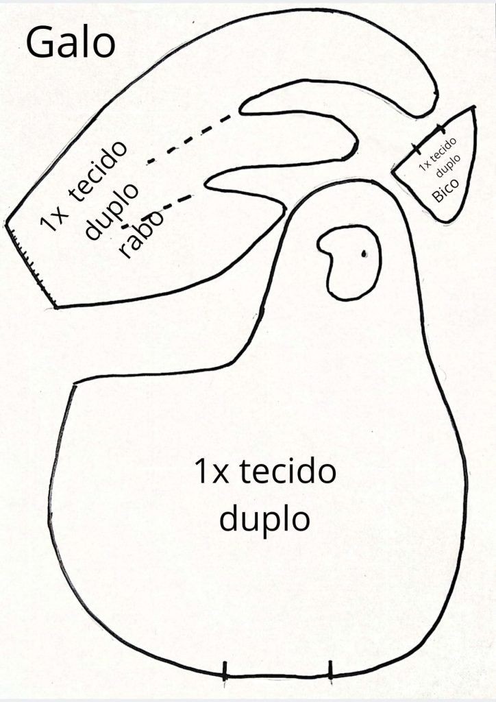 Como fazer galo de tecido - molde parte 2