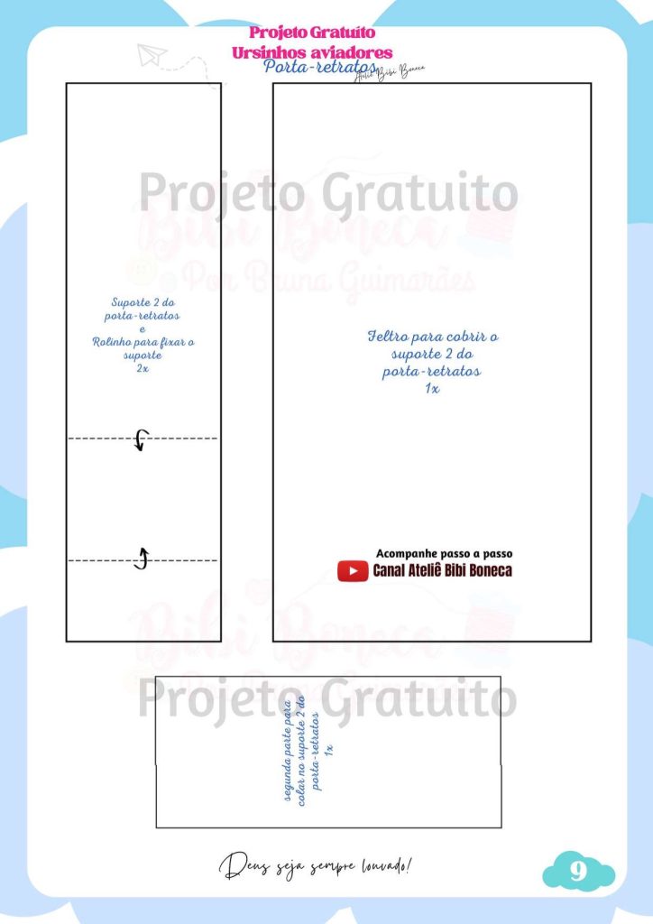 Como fazer porta-retratos de feltro com ursinhos aviadores - molde parte 9