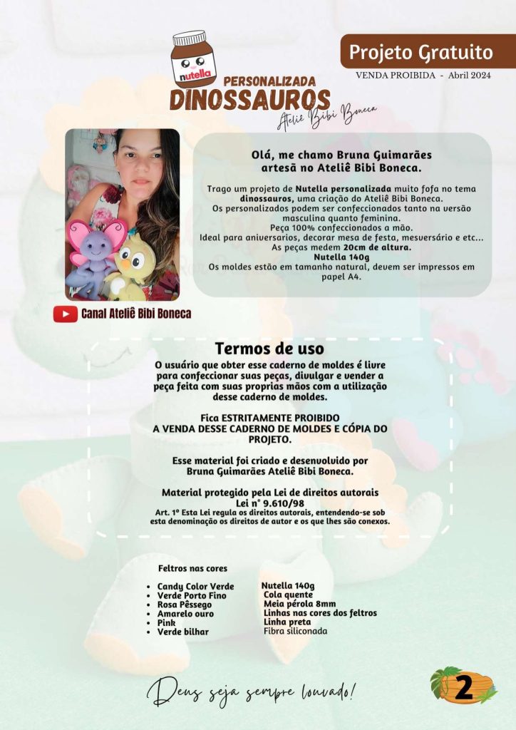 Como personalizar pote de Nutella com feltro - molde parte 2