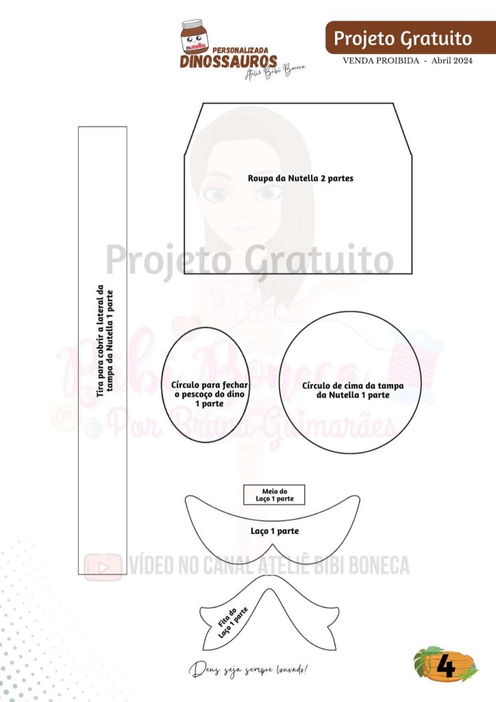 Como personalizar pote de Nutella com feltro - molde parte 4
