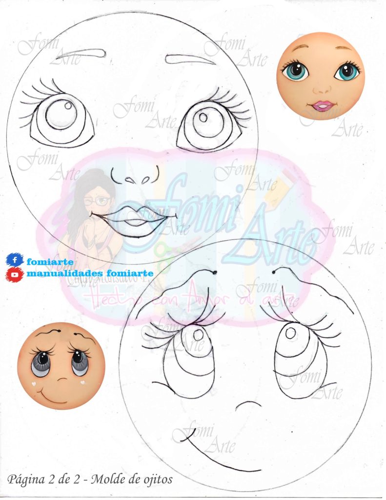 Como pintar olhos de fofucha de EVA fácil passo a passo - molde parte 2